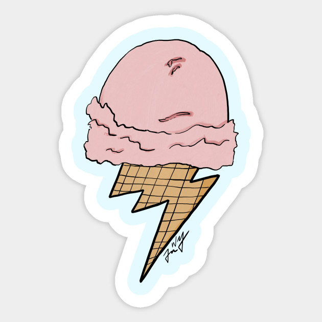 Strawberry Ice Cream in a Lightning Bolt Cone